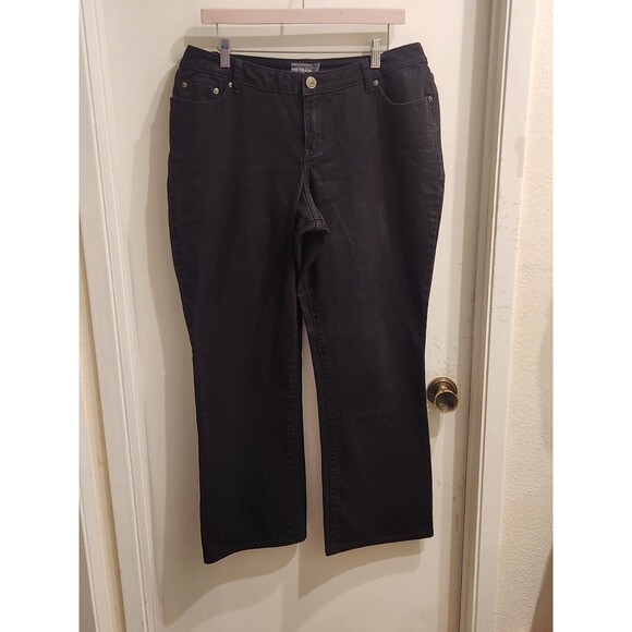Venezia Black Denim Jeans Stretch Bootcut Red Triangle Womens Plus Size 2(36X30) - Picture 1 of 12